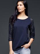 Gap Women Lace Sleeve Top - New Classic Navy