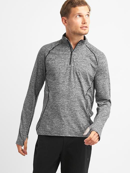 Gap Men Brushed Tech Jersey Half Zip Mock Pullover - Black Heather