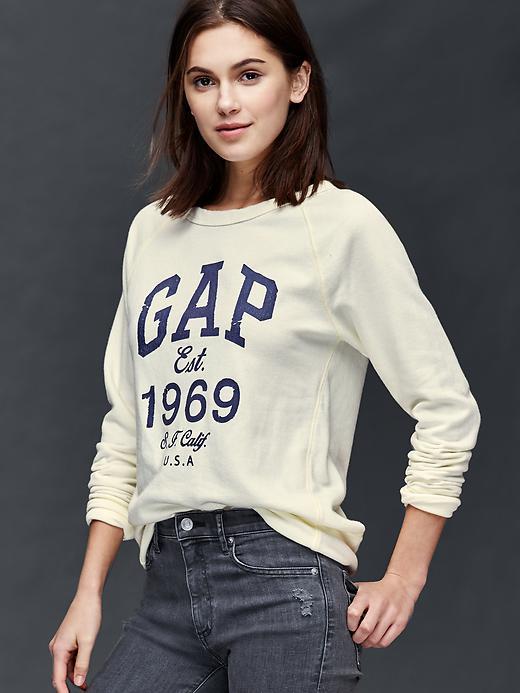 Gap Women Crackle Logo Crew Pullover - Chalk
