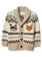 Gap Forest Fair Isle Shawl Cardigan - Oatmeal Heather