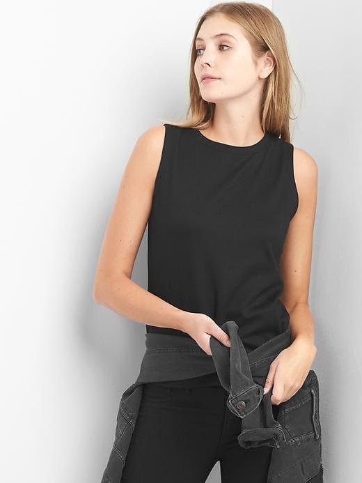 Gap Sleeveless Zip Shell Top - Black