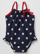 Gap Starry Ruffle Trim Swim One Piece - Dark Night