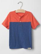 Gap Colorblock Marled Henley - Fire Coral