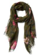 Gap Women Camo Floral Fringe Scarf - Spanish Olive