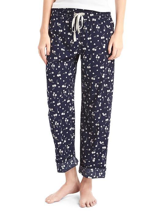 Gap Women Print Roll Tab Sleep Pants - Cherries Dark Indigo