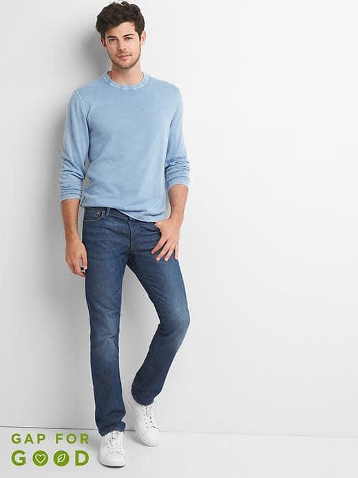 Gap Men Lightweight Crewneck - Buxton Blue