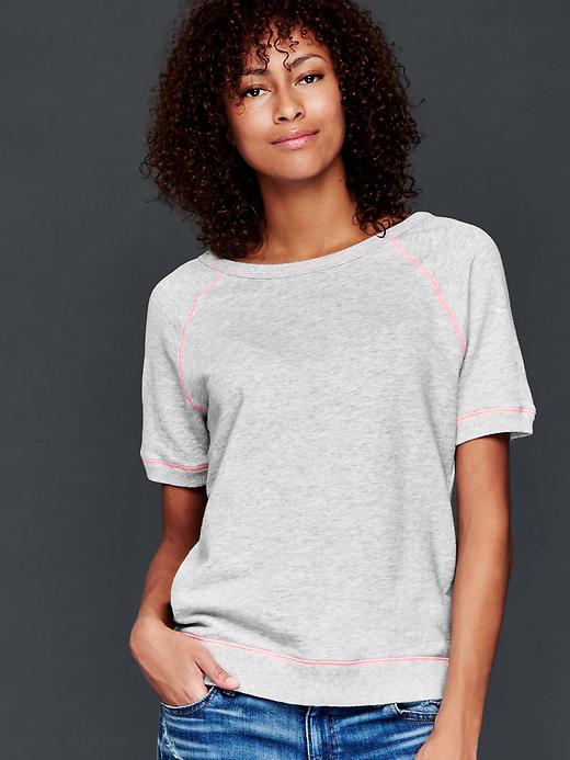 Gap Women Short Sleeve Vintage Sweatshirt - Light Heather Gray