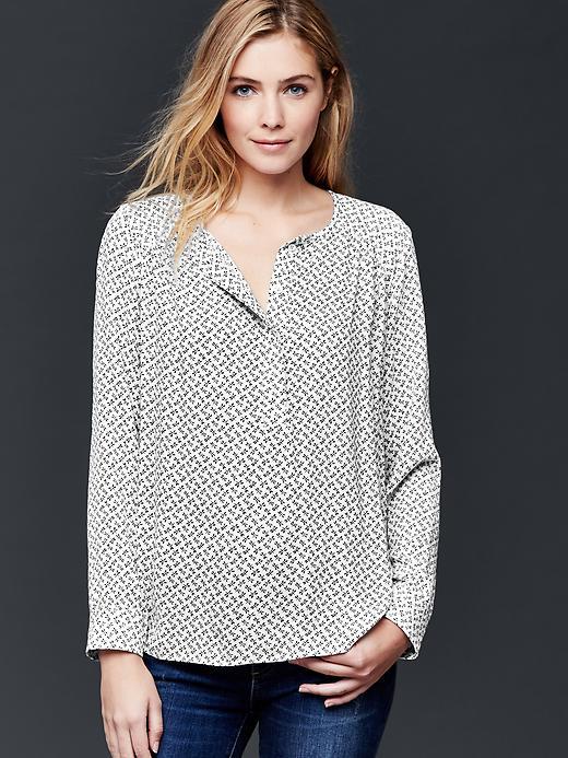 Gap Women Shirred Print Blouse - Dragonfly White