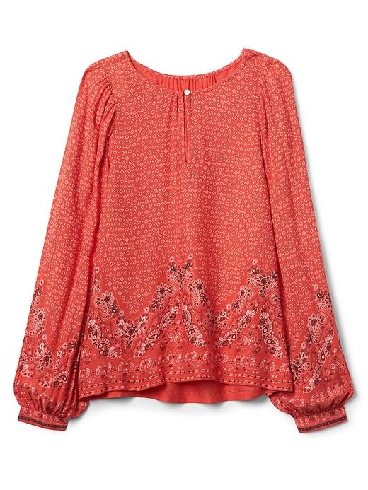 Gap Women Paisley Hem Keyhole Top - Weathered Red