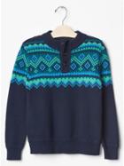 Gap Fair Isle Mockneck Sweater - True Indigo