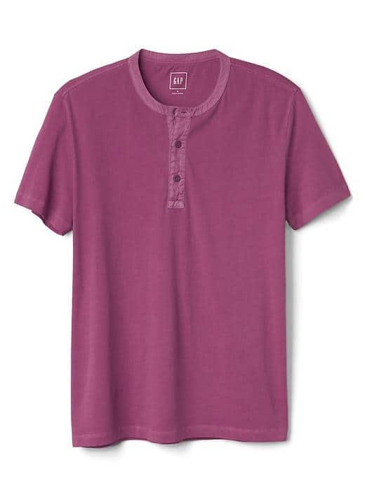 Gap Men Soft Short Sleeve Henley - Pinot Noir