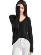 Gap Women Soft Textured Merino Wool Blend Sweater - True Black