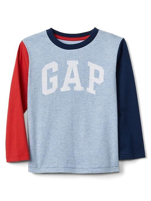 Gap Colorblock Logo Long Sleeve Tee - Blue Heather