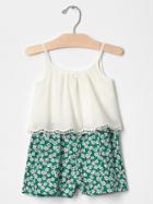 Gap Floral Two Tier Romper - New Off White