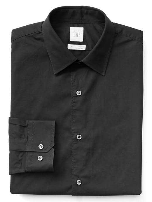 Gap Men Stretch Poplin Standard Fit Shirt - Black