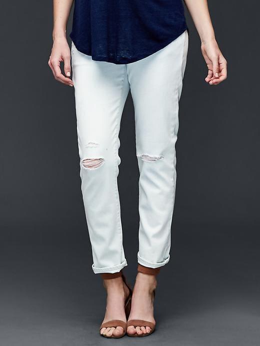Gap Women Authentic 1969 Full Panel Destructed Girlfriend Jeans - Light Indigo