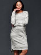 Gap Brushed Stripe Sweatshirt Dress - Light Heather Grey