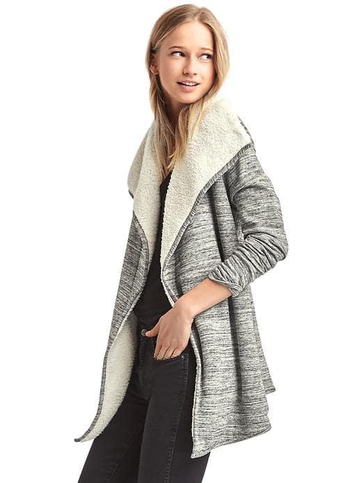 Gap Women Sherpa Lined Spacedye Cardigan - Space Dye Grey Marl
