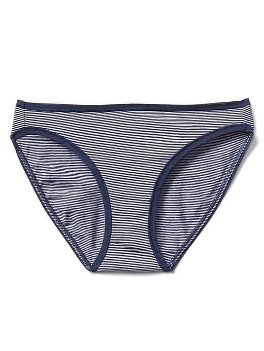 Gap Women Stretch Cotton Low Rise Bikini - Mini Stripe Comet Blue