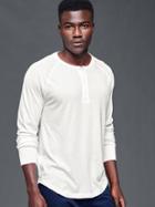 Gap Men Vintage Wash Long Sleeve Henley - New Off White