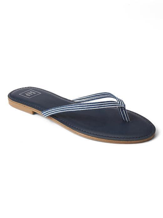 Gap Women Leather Print Flip Flops - Railroad Stripe