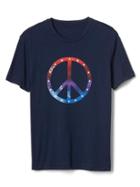 Gap Men Rainbow Peace Sign Crewneck Tee - Tapestry Navy