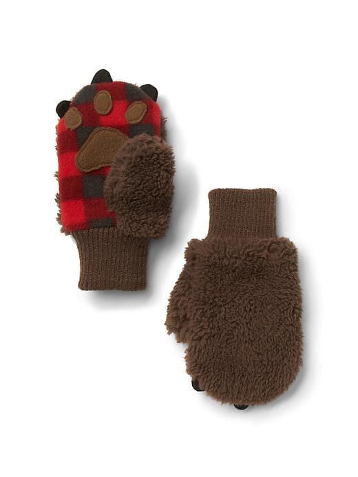 Gap Pro Fleece Bear Mittens - Brown