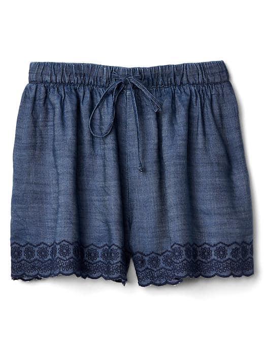Gap Women Tencel Eyelet Drawstring Shorts - Dark Indigo
