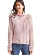 Gap Women Funnel Neck Shaker Sweater - Pink Heather