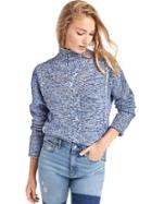 Gap Women Mockneck Cable Knit Sweater - Blue Twist