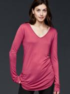 Gap Women Shirttail V Neck Top - Raspberry Glaze