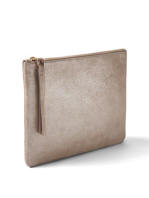 Gap Women Dusted Suede Clutch - Stone