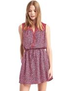 Gap Women Mix Print Sleeveless Shirtdress - Pink Floral