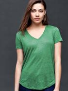 Gap Linen V Neck Tee - Rose Leaf