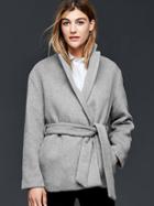 Gap Women Wool Wrap Coat - Light Gray Heather