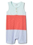 Gap Colorblock Henley Shorty One Piece - Neon Orange Dark
