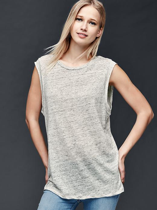 Gap Women Linen Muscle Tank - Heather Grey