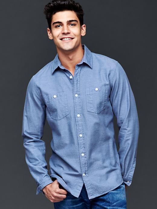 Gap Men 1969 Jasper Solid Shirt - Bainbridge Blue