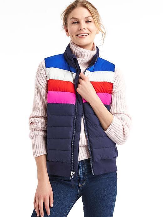 Gap Women Coldcontrol Max Colorblock Puffer Vest - Navy