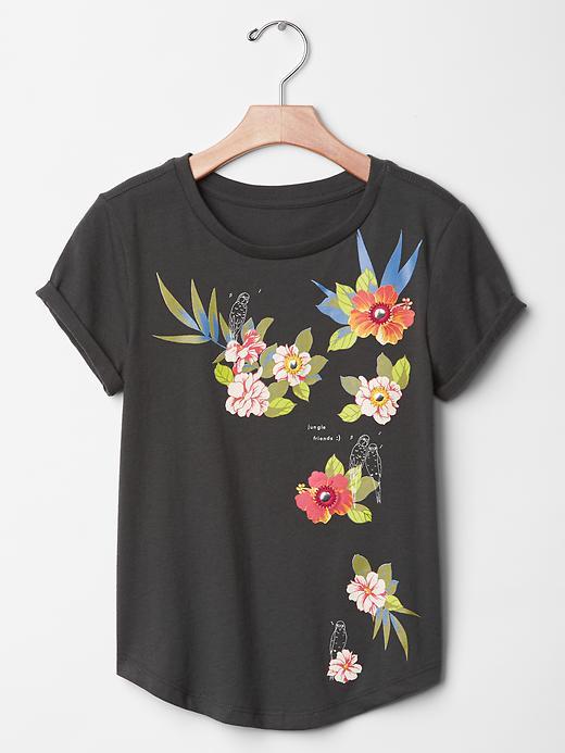 Gap Embellished Safari Graphic Tee - Soft Black