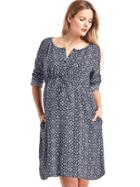 Gap Women Floral Mosaic Long Sleeve Shirtdress - Dark Night