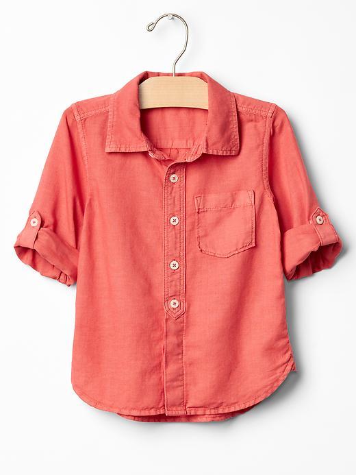 Gap Linen Convertible Shirt - Fire Coral
