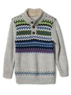 Gap Fair Isle Mockneck Sweater - Light Gray Heather
