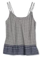 Gap Women Double Strap Peplum Cami - White & Black Print