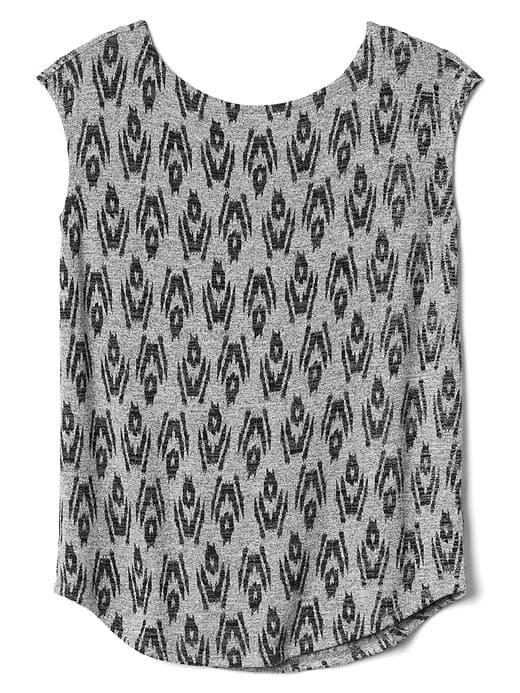 Gap Women Softspun Boatneck Top - Black Print