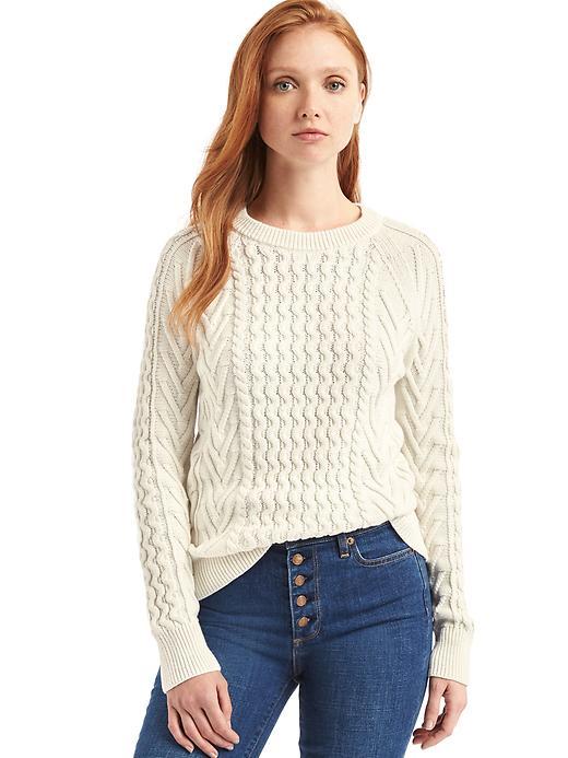 Gap Cable Knit Crewneck Sweater - Snow Cap