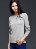 Gap Boatneck Trim Pullover Sweater - Grey Heather