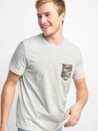 Gap Men Print Pocket Short Sleeve Tee - Oatmeal Heather