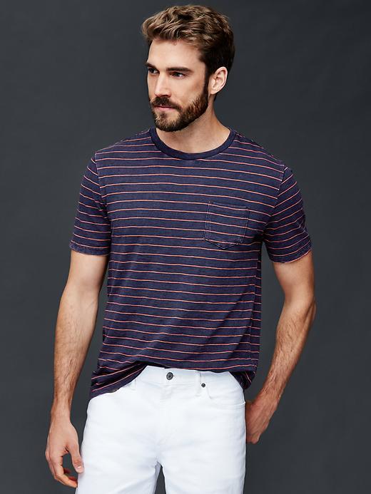 Gap Men Slub Feeder Stripe Tee - Dark Night