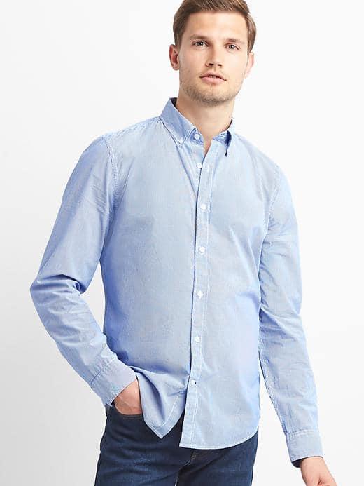 Gap Men True Wash Poplin Micro Stripe Slim Fit Shirt - Imperial Blue
